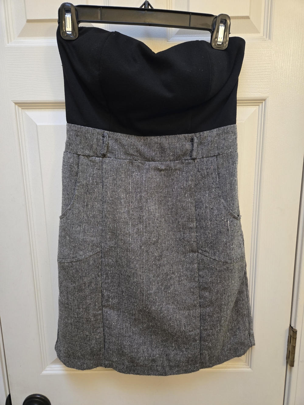 Vintage Charlotte Russe Black & Gray Strapless Dress, Medium